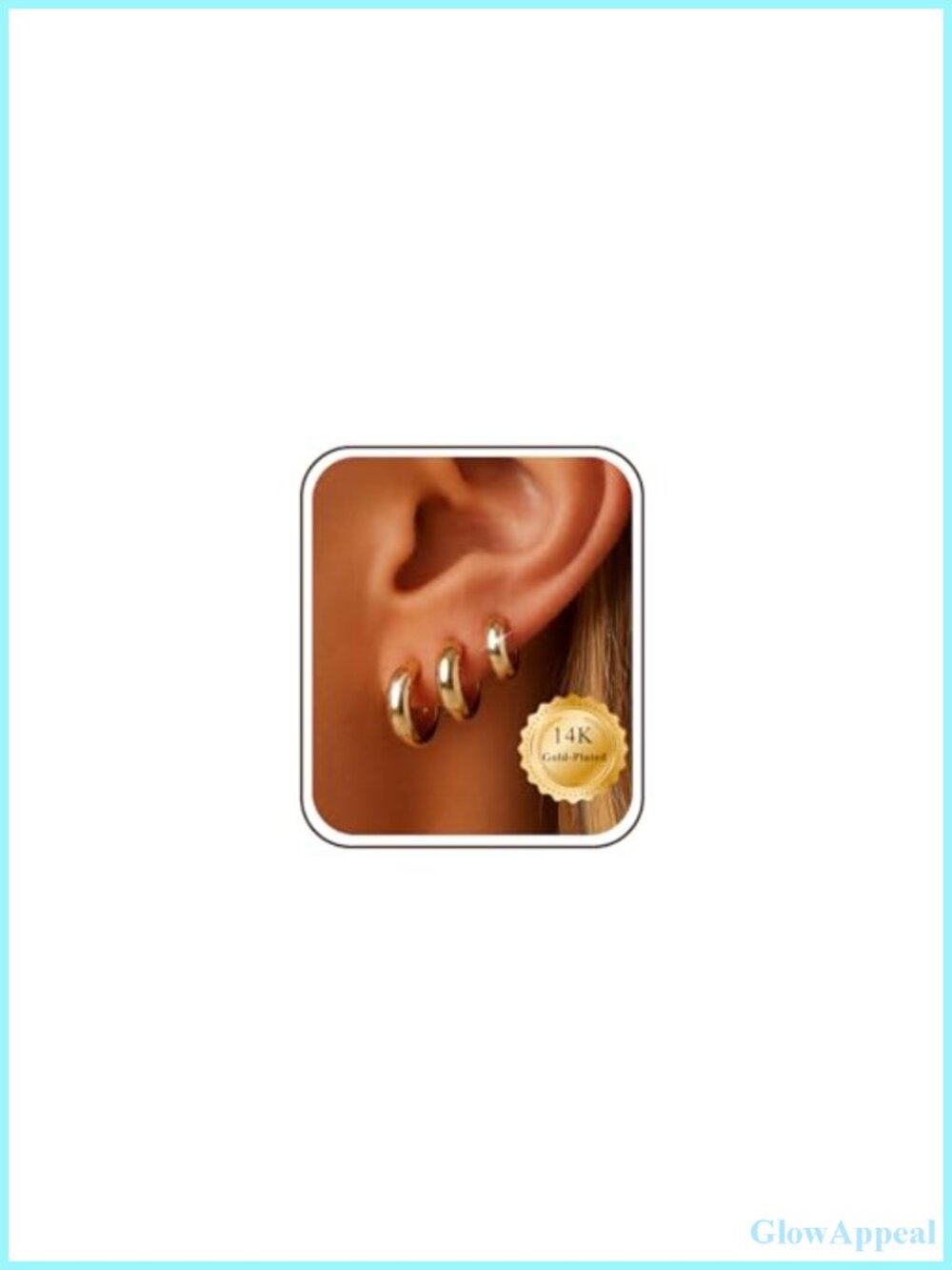 Hoop Earrings Set for Women 14K Gold Plated 3 Sizes Hypoallergenic Gift